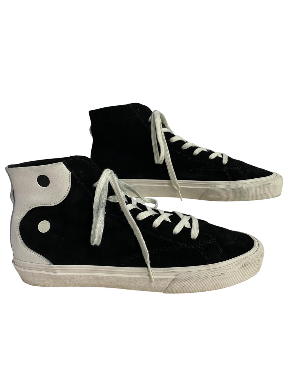 STRAYE Men's Black High-Top Sneakers with White Accents Suede Size 13 Yin Yang